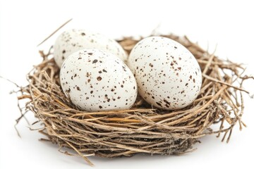 Obraz premium Spotted Eggs Nestled in a Bird's Nest