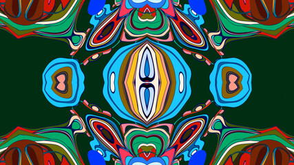 Fototapeta premium Abstract colorful psychedelic mandala kaleidoscope background pattern for a summer music festival