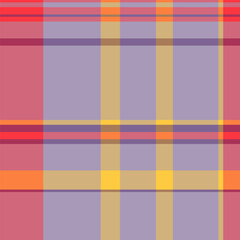 Nostalgia pattern plaid texture, cutout background textile check. Page tartan seamless vector fabric in red and amber colors.