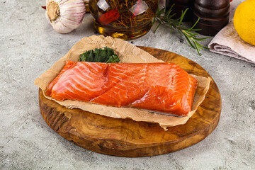 Piece of cut salmon fillet