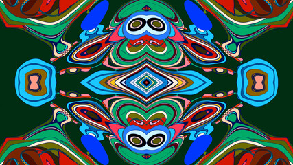 Abstract colorful psychedelic mandala kaleidoscope background pattern for a summer music festival