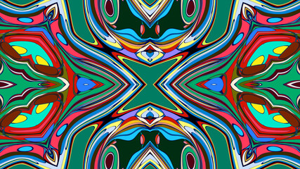 Abstract colorful psychedelic mandala kaleidoscope background pattern for a summer music festival