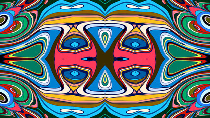 Abstract colorful psychedelic mandala kaleidoscope background pattern for a summer music festival