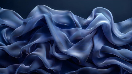 Fototapeta premium Abstract 3D Blue Fabric Waves Background
