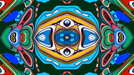 Abstract colorful psychedelic mandala kaleidoscope background pattern for a summer music festival