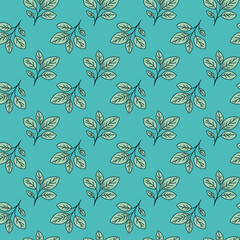 Hand drawn floral pattern vector design. Simple ornament with plant and leaf.