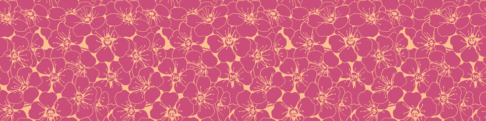 Hand drawn floral pattern vector design. Flower drawing simple ornament.