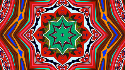 Abstract colorful psychedelic mandala kaleidoscope background pattern for a summer music festival
