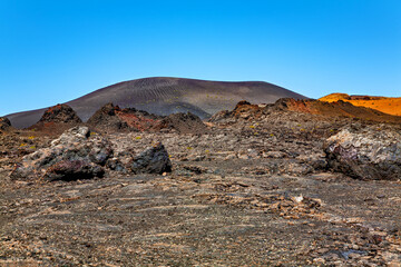 Volcanic landscape, Timanfaya National Park, Island Lanzarote, Canary Islands, Spain.