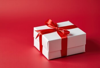 Fototapeta premium red gift box with ribbon
