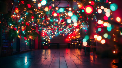 A vibrant arrangement of colorful lights creating a warm, festive atmosphere, perfect for holiday celebrations and cozy gatherings.