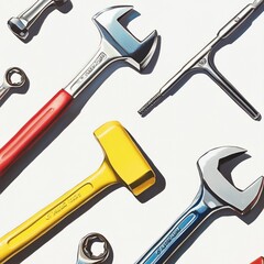A collection of various hand tools arranged for maintenance and repair tasks.
