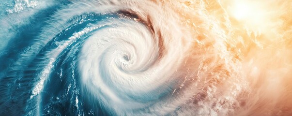 Naklejka premium Vibrant swirling hurricane formations in a dramatic ocean scene.