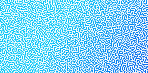 Abstract Reaction-diffusion Turing pattern natural texture blue gradient color scheme. Linear design with biological algorithm psychedelic background. Reaction-diffusion or truing patter