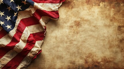 Fototapeta premium Constitution Day Celebration with American Flag on Vintage Paper Wallpaper