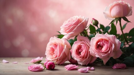 Fototapeta premium Blush Rose Bouquet with Cosmos - Soft Pink Flowers