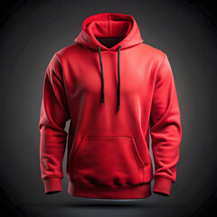 Minimalist blank bold red color hoodie mockup