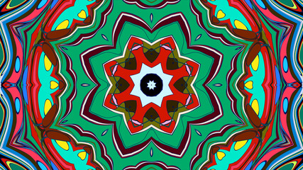 Abstract colorful psychedelic mandala kaleidoscope background pattern for a summer music festival