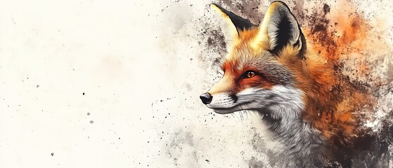 A fox is the main subject of the image. The fox is surrounded by a blurry background, giving the impression of motion and energy. The fox's eyes are open, and it is looking directly at the viewer