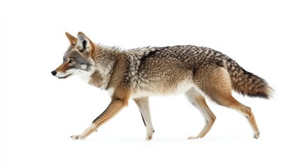 Fototapeta premium Coyote Walking and Hunting in Winter Snow - Canadian Wildlife in Nature