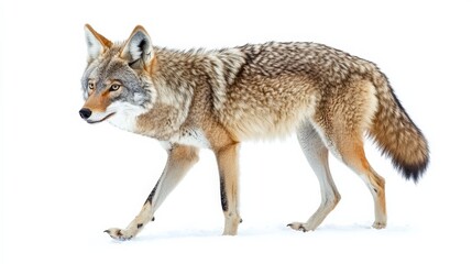 Obraz premium Coyote in Winter Snow: Lone Canis latrans Hunting in Canadian Nature, Wildlife Photography