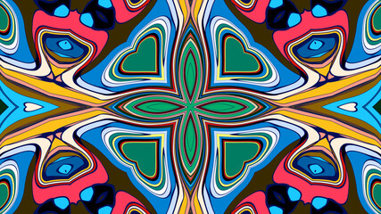 Abstract colorful psychedelic mandala kaleidoscope background pattern for a summer music festival
