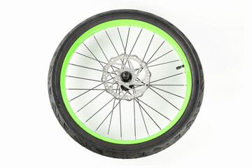 Naklejka premium Bicycle wheel with tire on white background