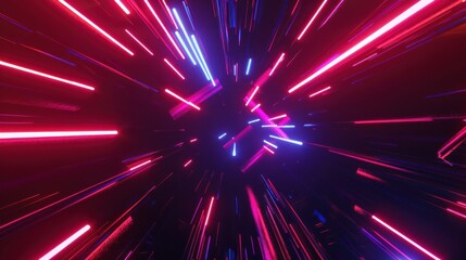 Obraz premium Neon Lights in a Dark Tunnel