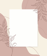 Blank border Frame Decorated With Abstract Modernized leaf Foliage.