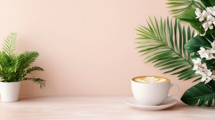 Minimalist Latte Art: Simple Design with Ample Space for Text and Branding