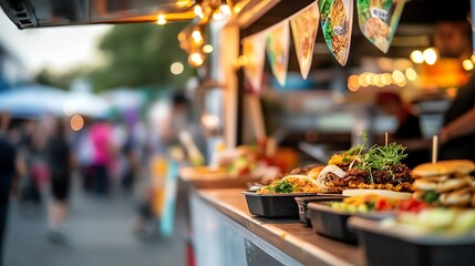 Vibrant food stall with various dishes
