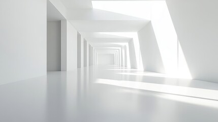 Fototapeta premium Bright Minimalist Interior with Linear Light Design