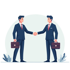 Fototapeta premium Two business partners handshaking in flat illustration
