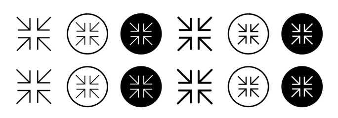 Shrink icon resize in arrows. Minimize arrow icon. Arrows symbol
