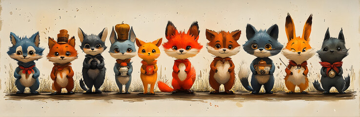 Collection of Vintage-Inspired Whimsical Cartoon Animal Figurines in Quirky,Adorable Designs for Eclectic Home Decor,Gifts,and Nostalgic Collectors