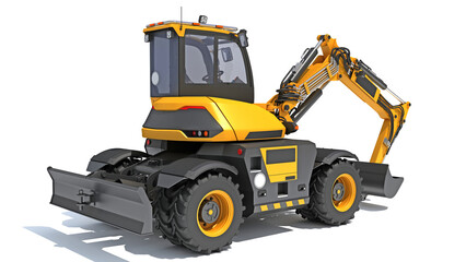Wheel Loader construction machinery 3D rendering on white background