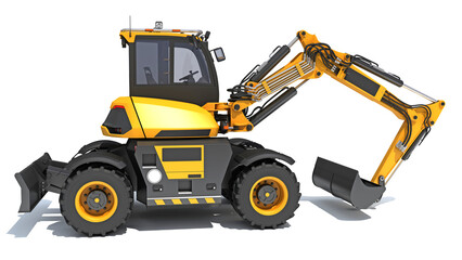 Wheel Loader construction machinery 3D rendering on white background