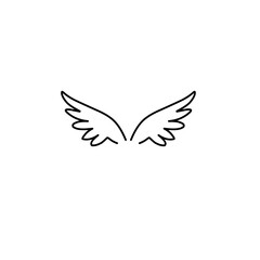 Doodle outline sketch angel wings