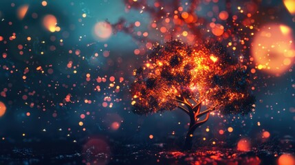 Obraz premium Glowing Tree in a Mystical Forest