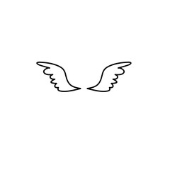 Doodle outline sketch angel wings