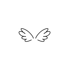 Doodle outline sketch angel wings