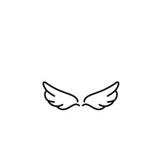 Doodle outline sketch angel wings