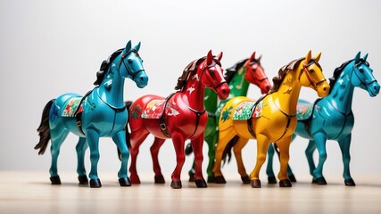 Double Exposure Christmas Wooden Toy Horses