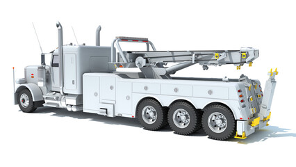 Recovery Service Wrecker Tow Truck 3D rendering on white background