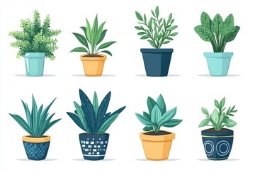 Fototapeta premium Collection of potted succulents and houseplants in colorful planters ideal for modern home decor indoor gardening and nature inspired interior design