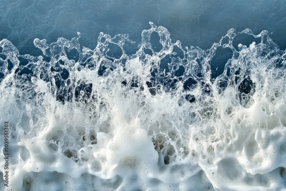 Poster An intricate splash of ocean water, forming unique shapes and patterns, highlights the beauty and complexity of nature in its most fluid and unpredictable form.