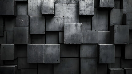 Abstract Black Square Wall 3D Rendering