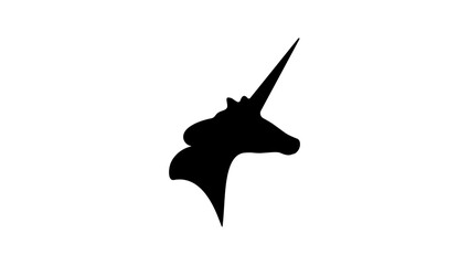 Unicorn symbol, black isolated silhouette