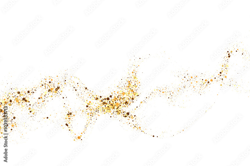 Wall mural gold sequins texture on white background. abstract particles of gold color, confetti sequins explosi