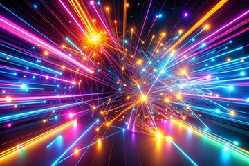 Naklejka premium Neon futuristic flashes on black background